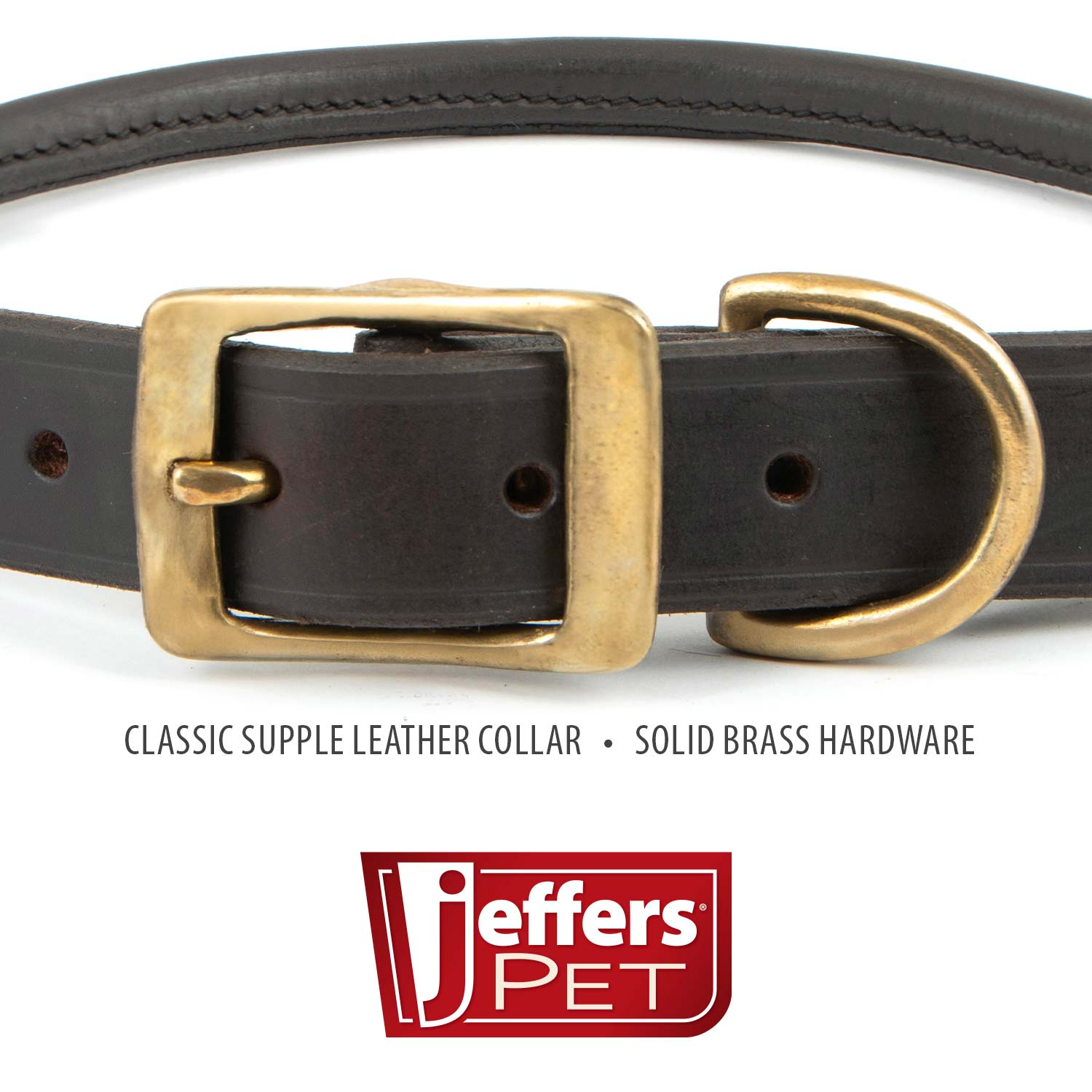 Jeffers Rolled Leather Dog Collars with Brass Hardware Dog Supplies > Dog Apparel > Dog Collars, Harnesses, & Leashes - Lazy Paper Club