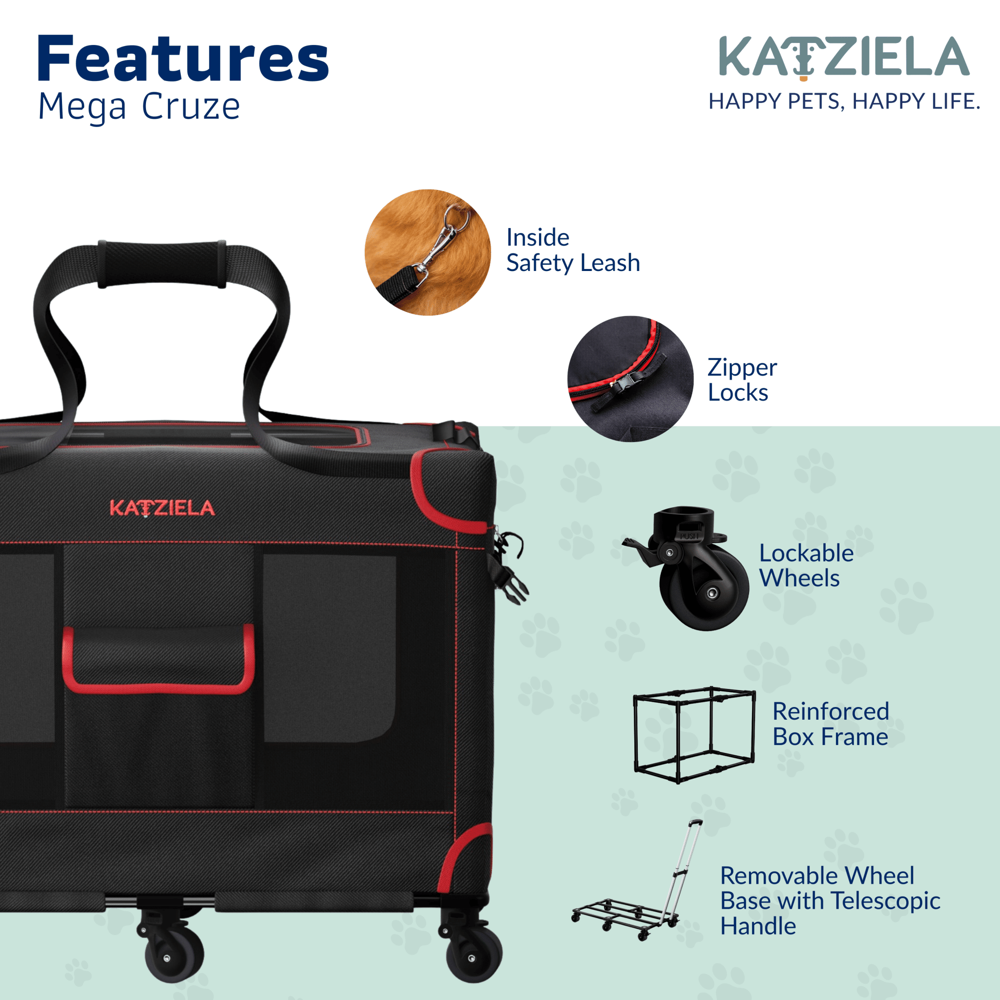 Katziela Mega Cruze Rolling Pet Carrier – Stress - Free Travel for Medium & Large Dogs 25”x17”x20” Pet Carriers & Crates - Lazy Paper Club