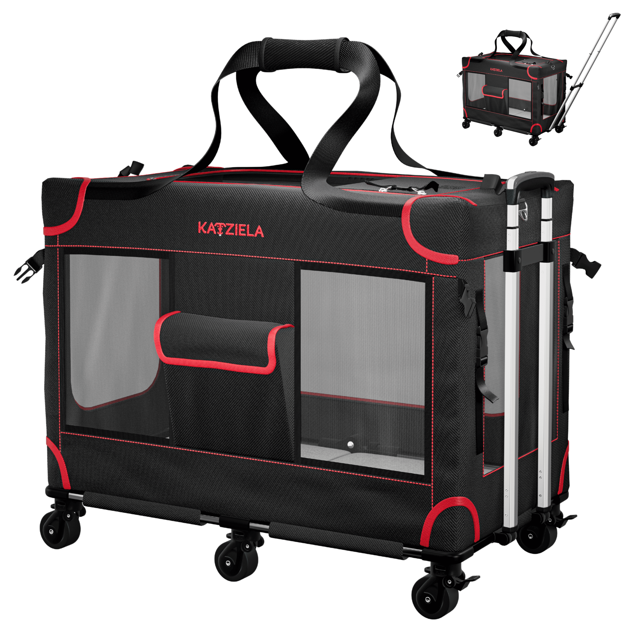 Katziela Mega Cruze Rolling Pet Carrier – Stress - Free Travel for Medium & Large Dogs 25”x17”x20” Pet Carriers & Crates - Lazy Paper Club