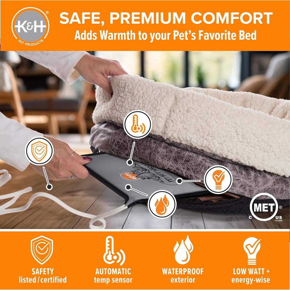 K&H Pet Bed Warmer – Indoor Heated Pad for Cats & Dogs, Thermostatically Controlled, Energy-Efficient, Safe for Arthritis & Comfort Animal & Pet Supplies > Pet Heating Pads - Lazy Paper Club