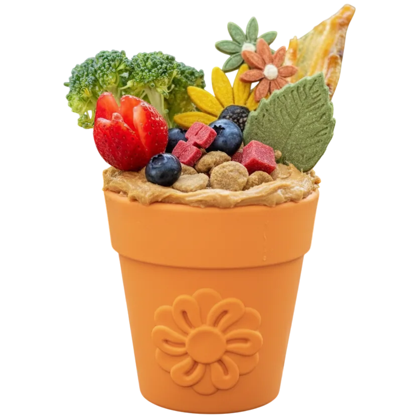 Large Flower Pot eCup Dog Treat Dispenser | Durable USA-Made Enrichment Toy | SodaPup Rubber Dog Toys - Lazy Paper Club