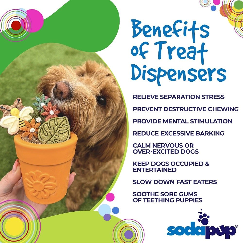 Large Flower Pot eCup Dog Treat Dispenser | Durable USA-Made Enrichment Toy | SodaPup Rubber Dog Toys - Lazy Paper Club