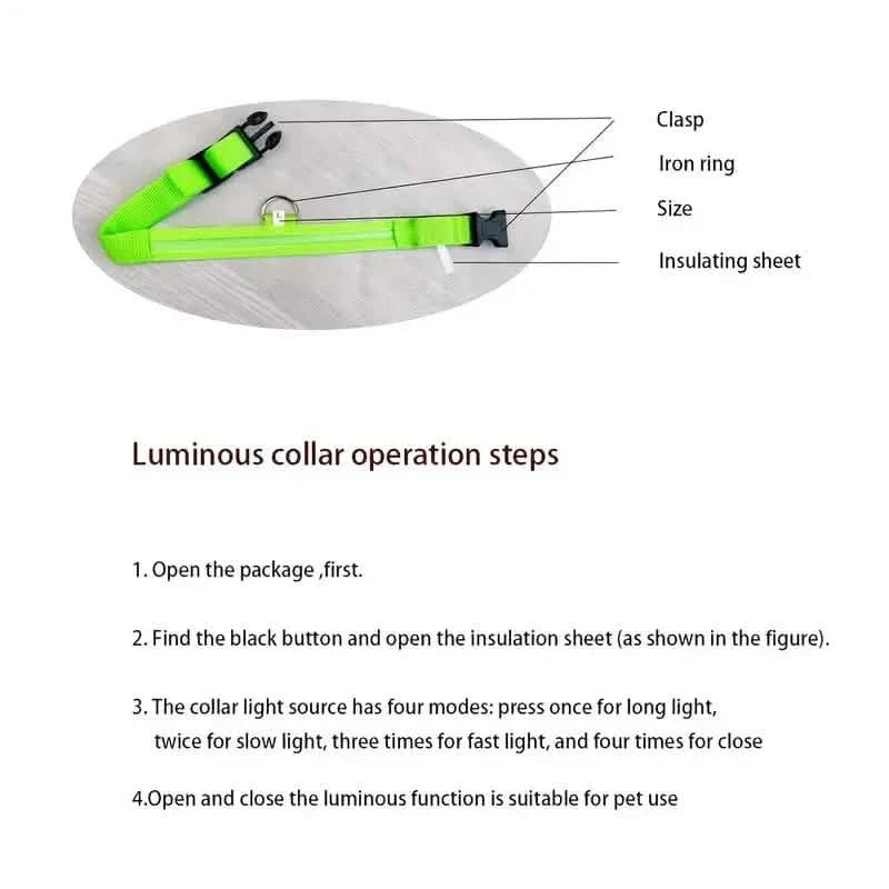 LED Dog Collars Light Adjustable Flashing Luminous Collar Night Anti-Lost Pet Supplies - Lazy Paper Club