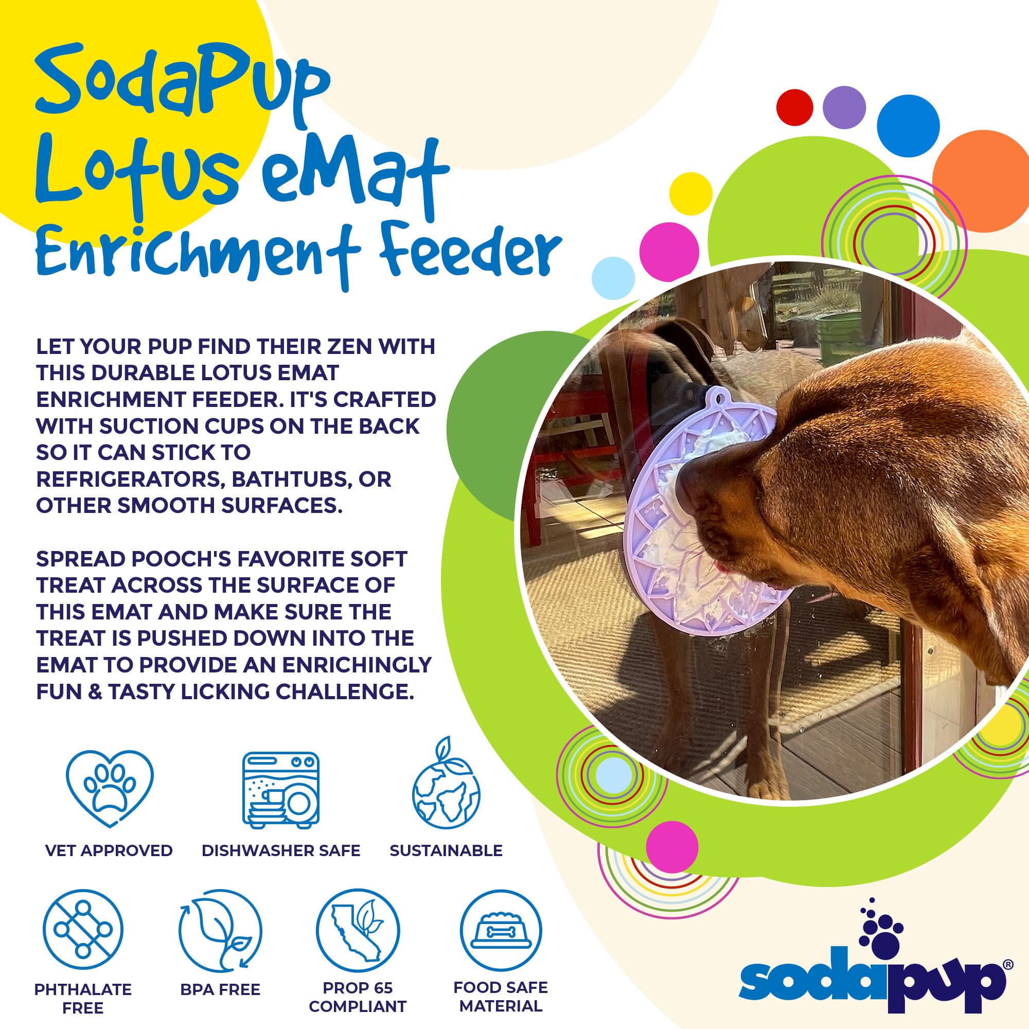 Lotus Design emat - Enrichment Lick Mat For Dogs and Cats - With Suction Cups | USA Made EMAT - Lazy Paper Club