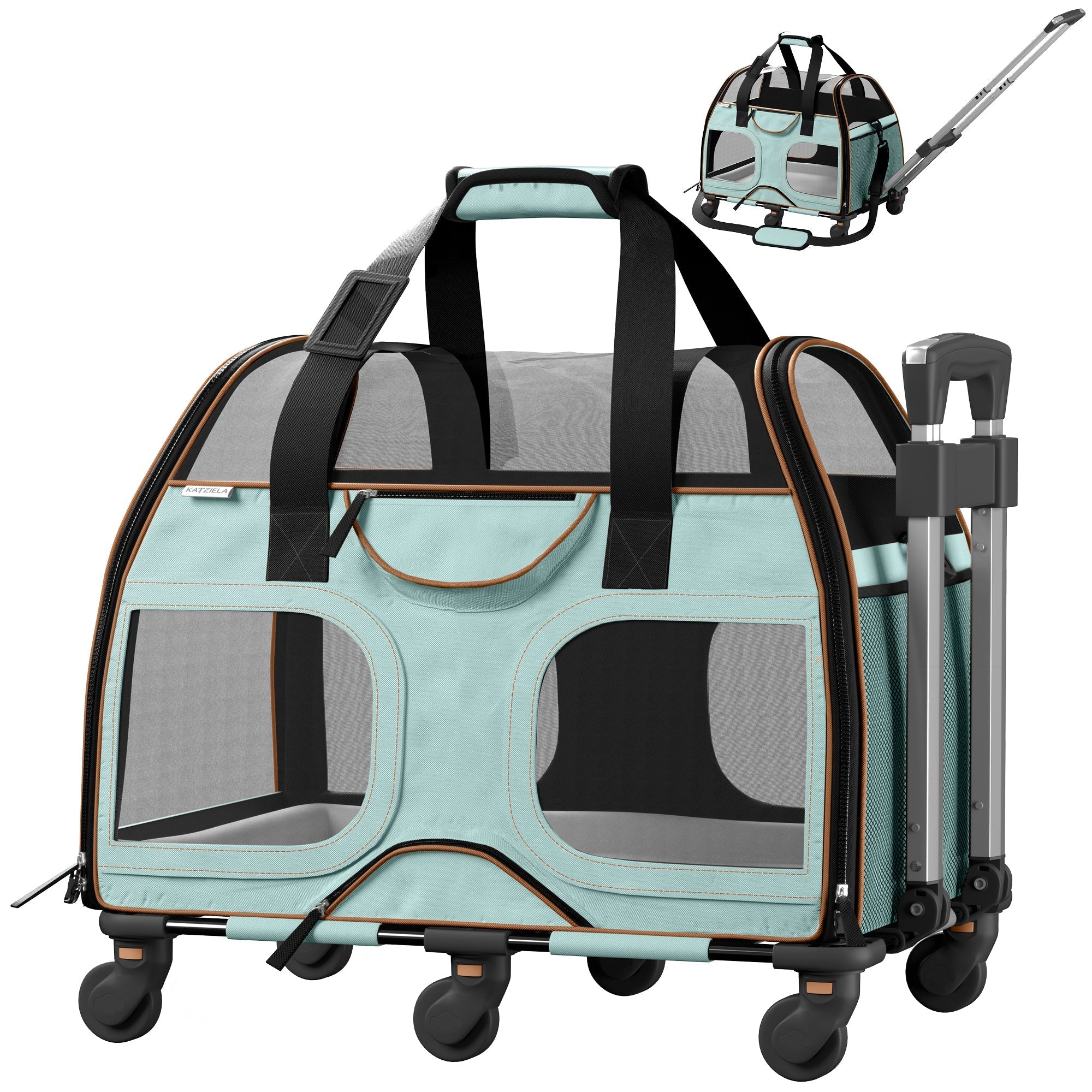 Luxury Rider Pet Carrier with Removable Wheels and Telescopic Handle Pet Carriers & Crates - Lazy Paper Club