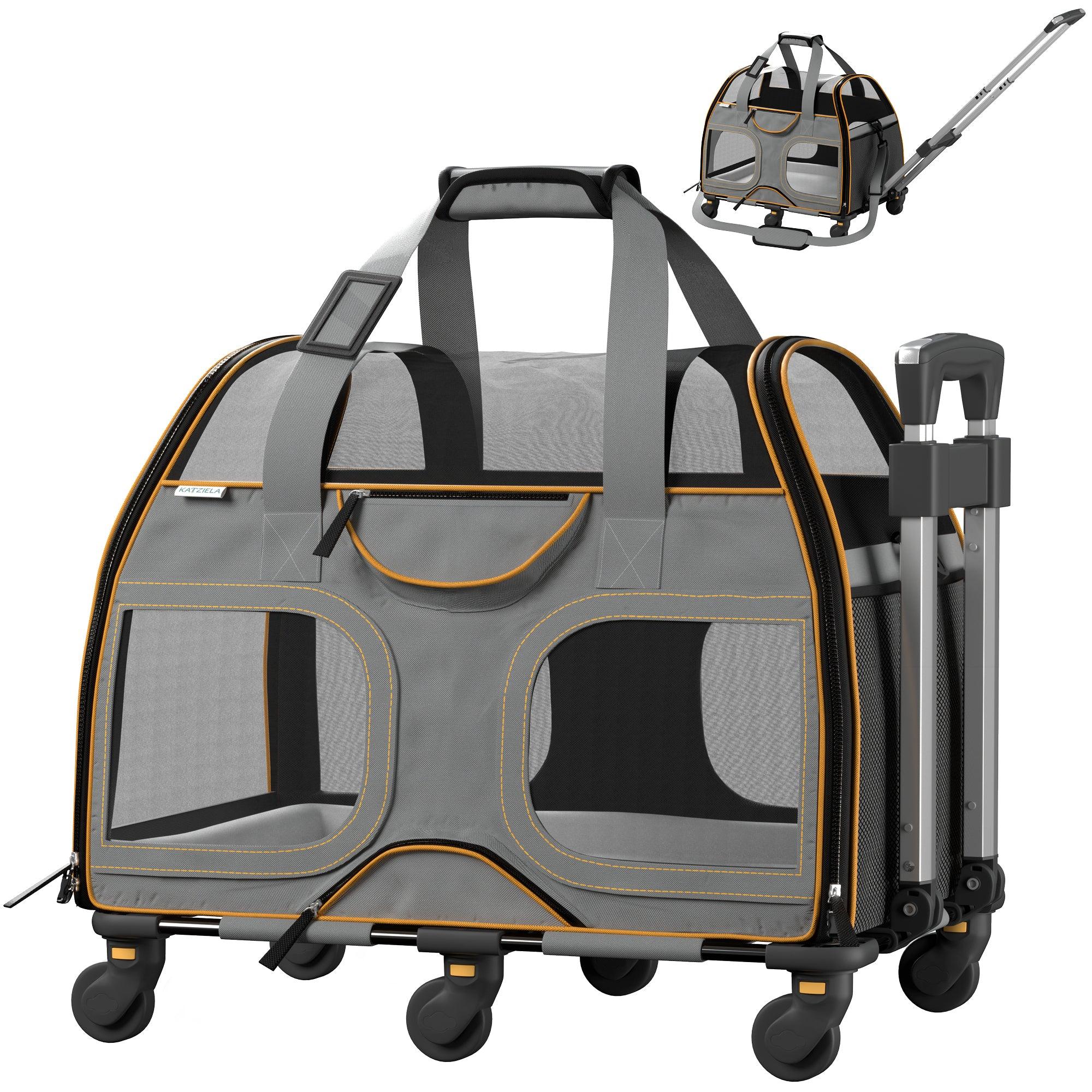 Luxury Rider Pet Carrier with Removable Wheels and Telescopic Handle Pet Carriers & Crates - Lazy Paper Club