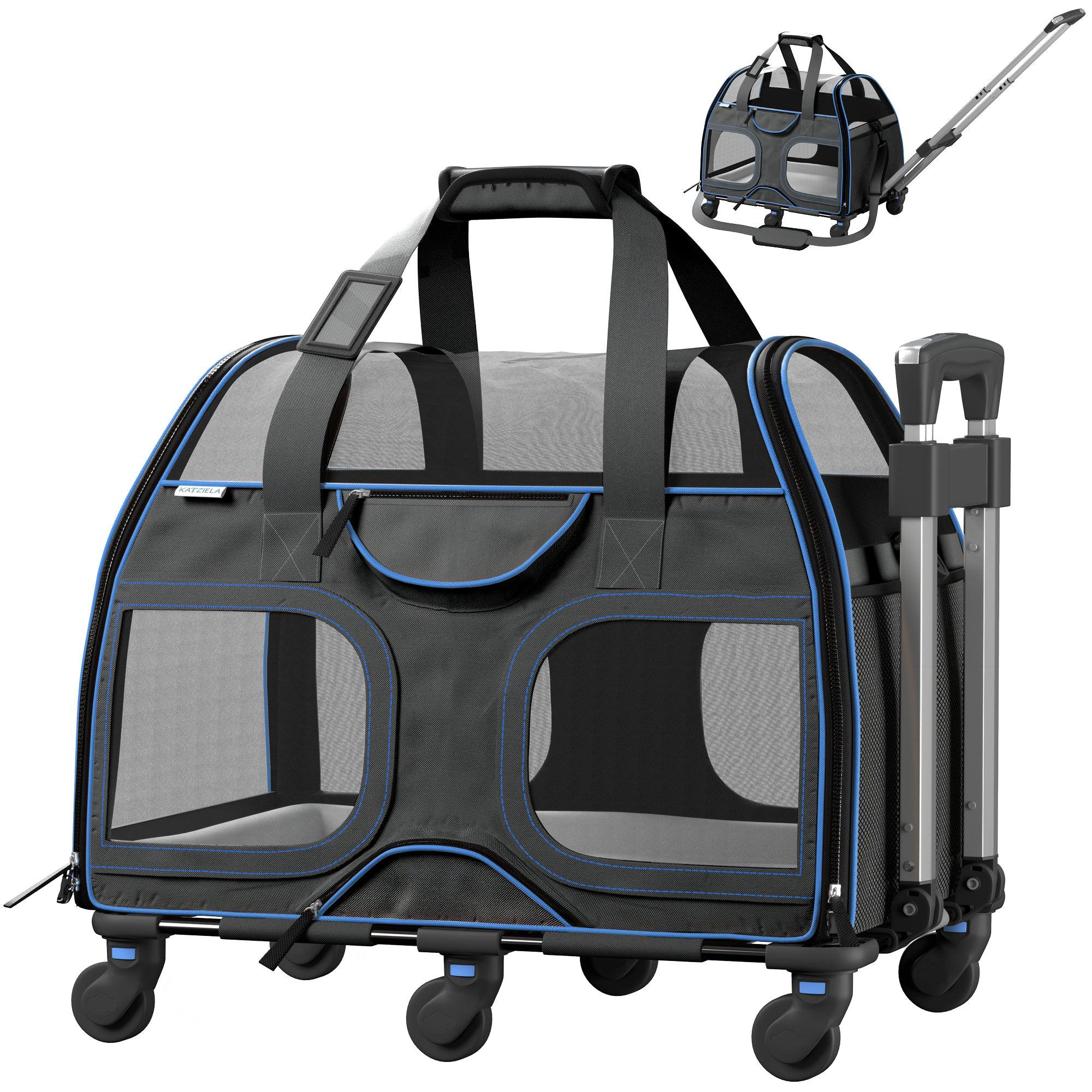 Luxury Rider Pet Carrier with Removable Wheels and Telescopic Handle Pet Carriers & Crates - Lazy Paper Club