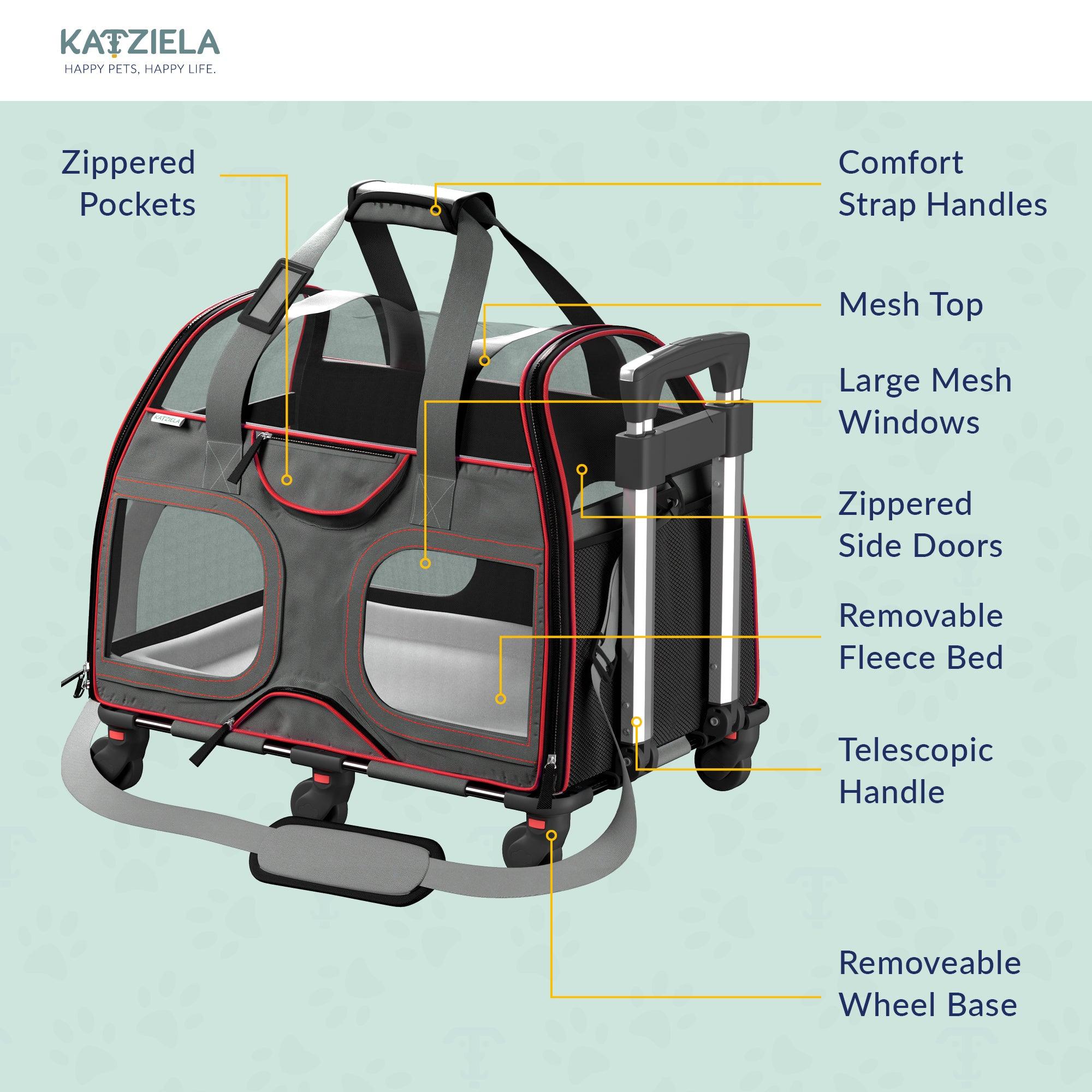 Luxury Rider Pet Carrier with Removable Wheels and Telescopic Handle Pet Carriers & Crates - Lazy Paper Club