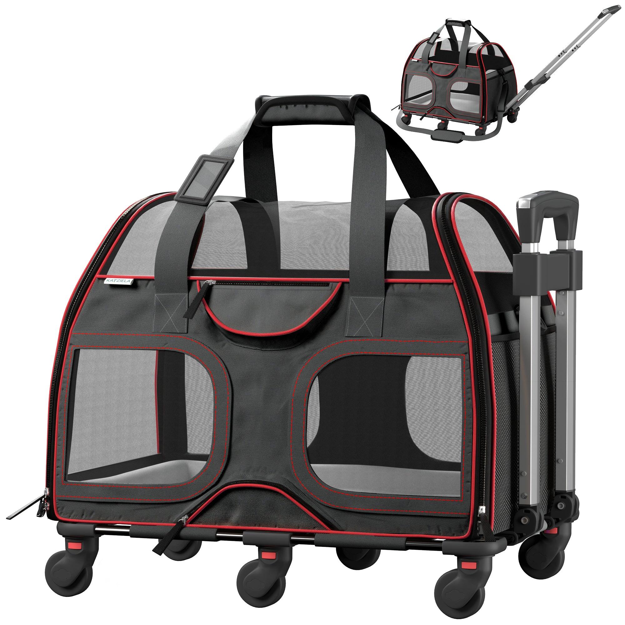 Luxury Rider Pet Carrier with Removable Wheels and Telescopic Handle Pet Carriers & Crates - Lazy Paper Club