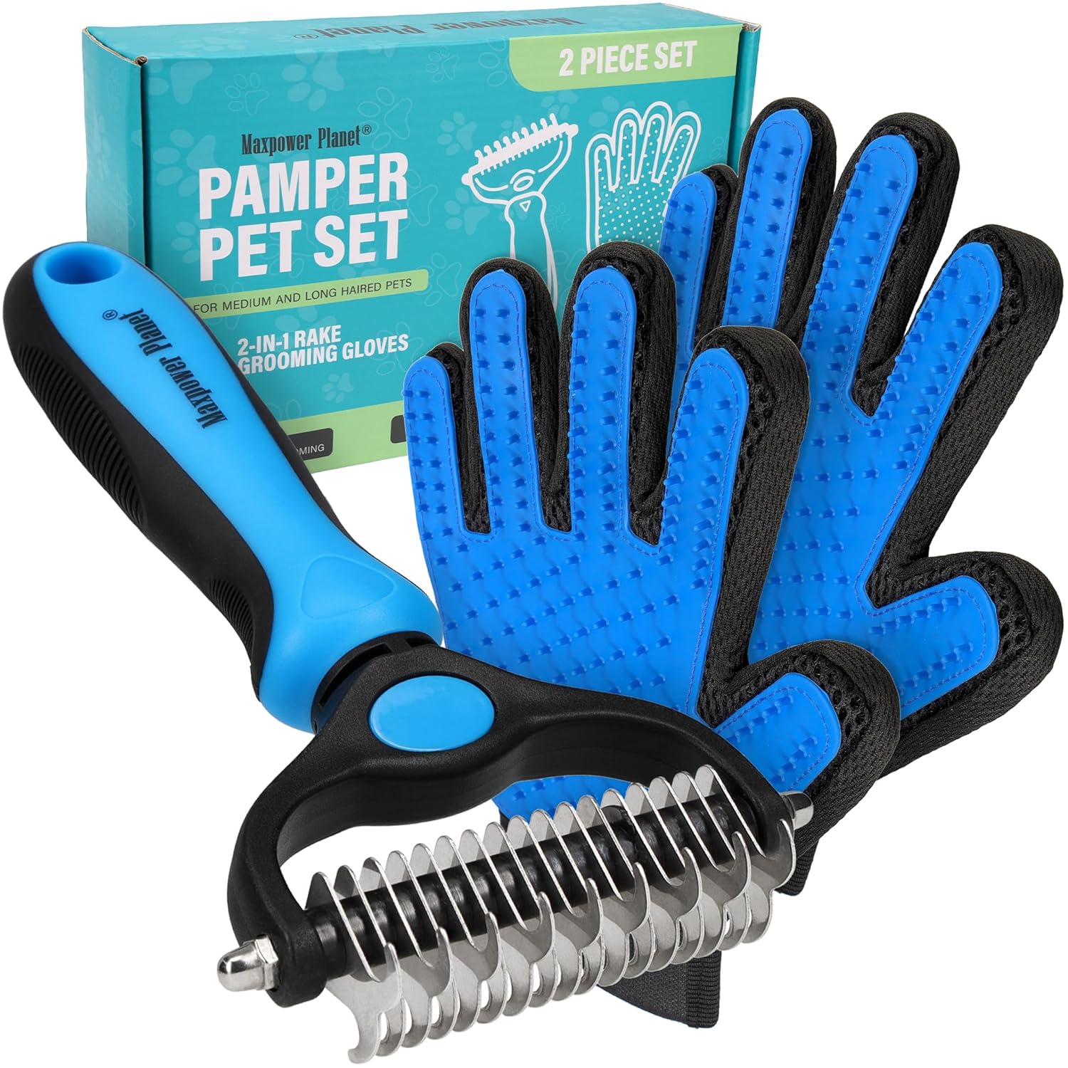 Maxpower Dual-Sided Pet Grooming Rake for Dogs & Cats – Dematting Tool - Lazy Paper Club
