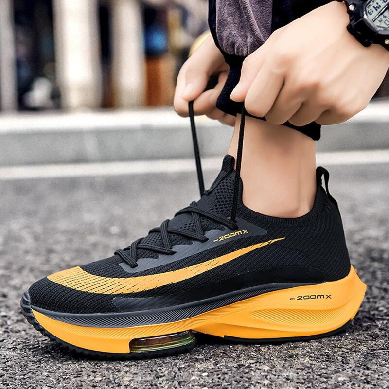 Men's Orange Air Cushion Tennis Sneakers, Lightweight Outdoor Casual Shoes ST85SH5239GJF - #Lazy Paper Club#