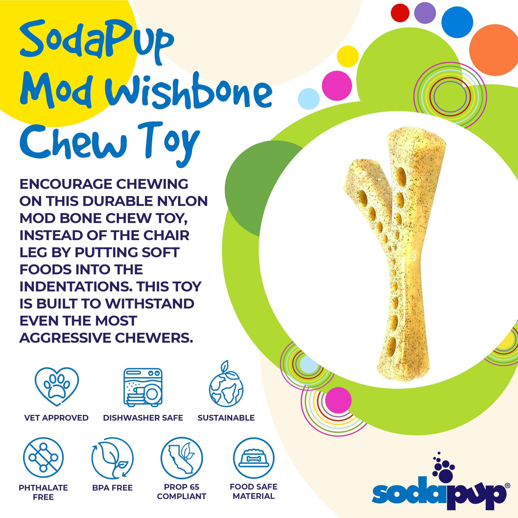 MOD Wishbone Nylon Dog Chew Toy for Aggressive Chewers | USA Made Nylon Dog Toys - Lazy Paper Club
