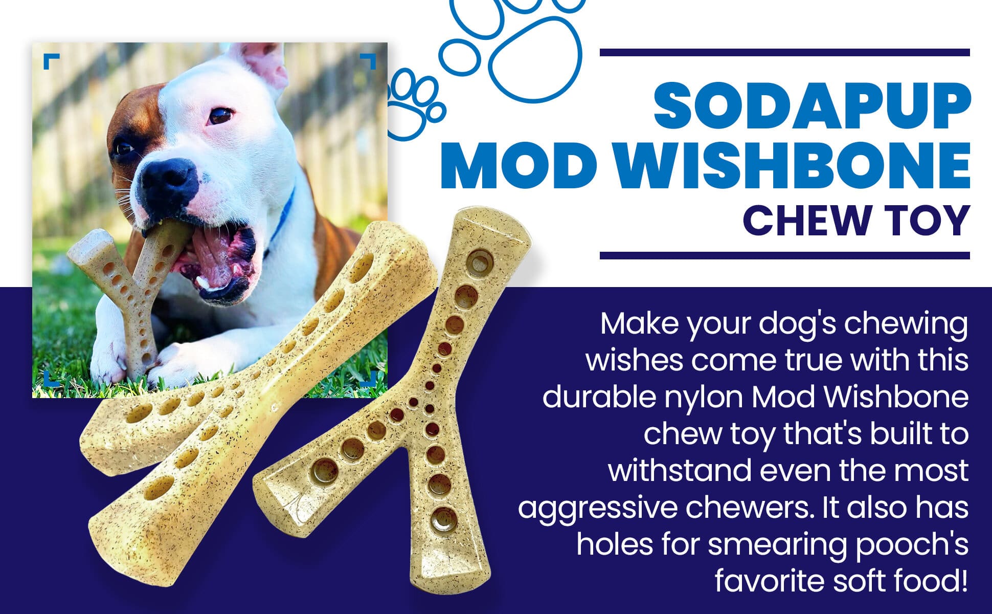 MOD Wishbone Nylon Dog Chew Toy for Aggressive Chewers | USA Made Nylon Dog Toys - Lazy Paper Club