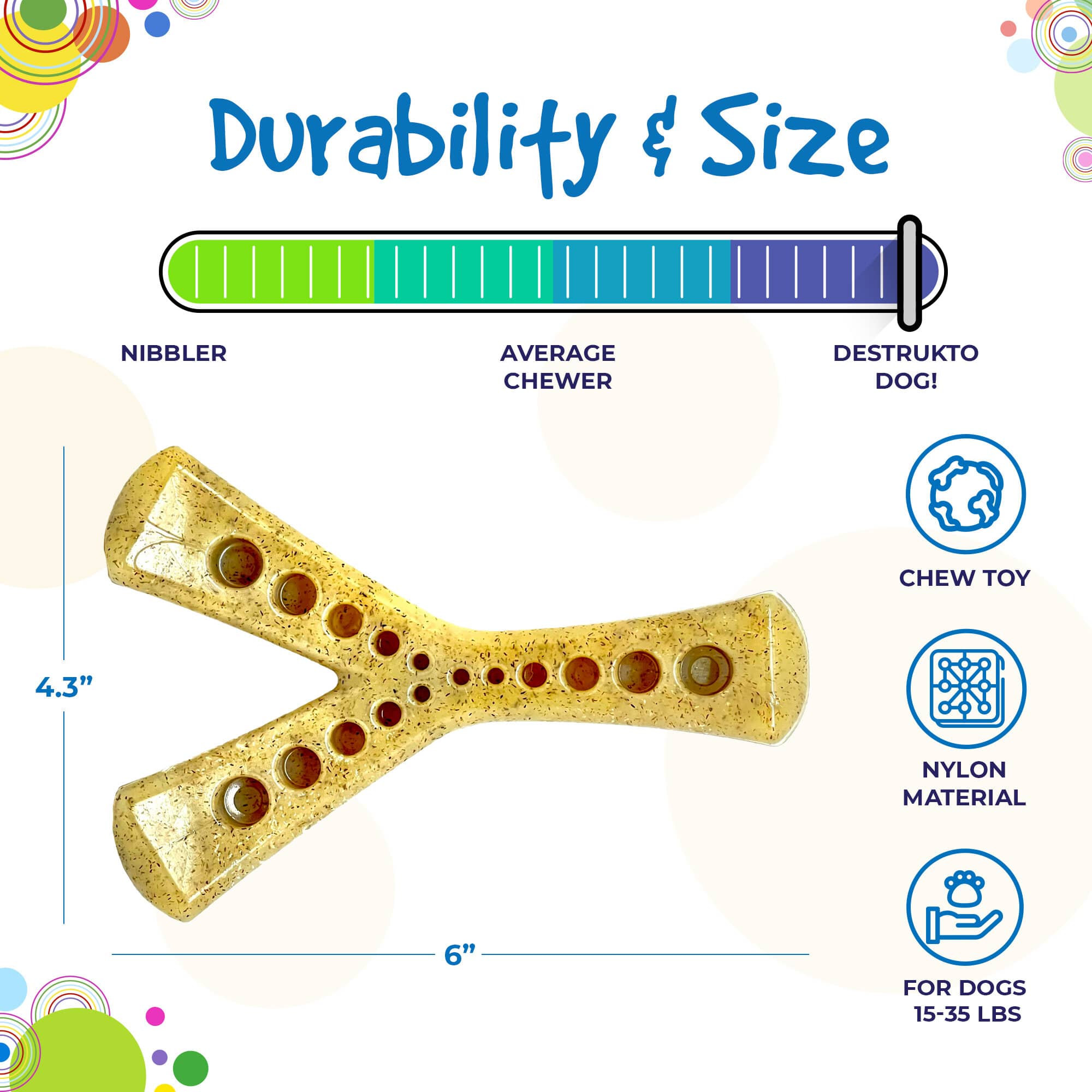 MOD Wishbone Nylon Dog Chew Toy for Aggressive Chewers | USA Made Nylon Dog Toys - Lazy Paper Club