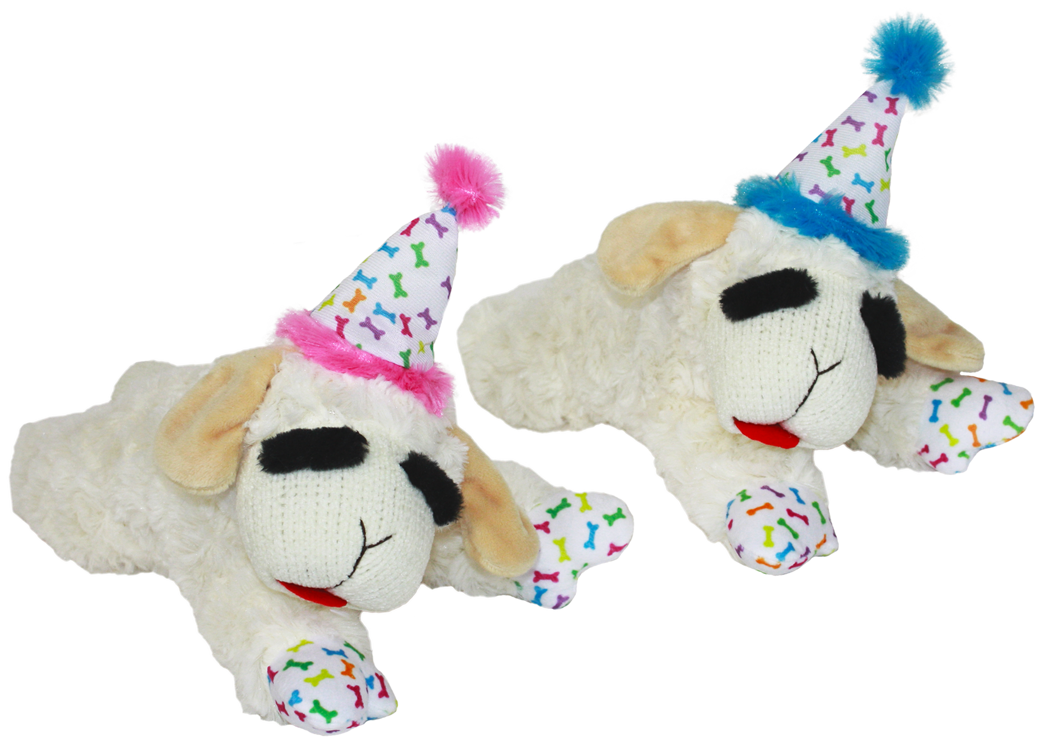 Multipet Lamb Chop® w/ Birthday Hat - Assorted Colors 4" dog toy - Lazy Paper Club