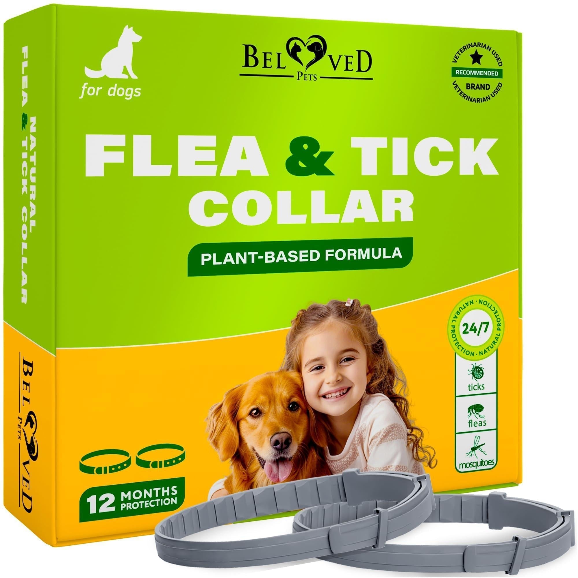 Natural Flea & Tick Collar for Dogs 6 Months Control of Best Prevention & Safe Treatment Anti Fleas and Ticks Essential Oil Repellent (1 Pack 2 Count) Pet Flea & Tick Collars & Dogs - Lazy Paper Club