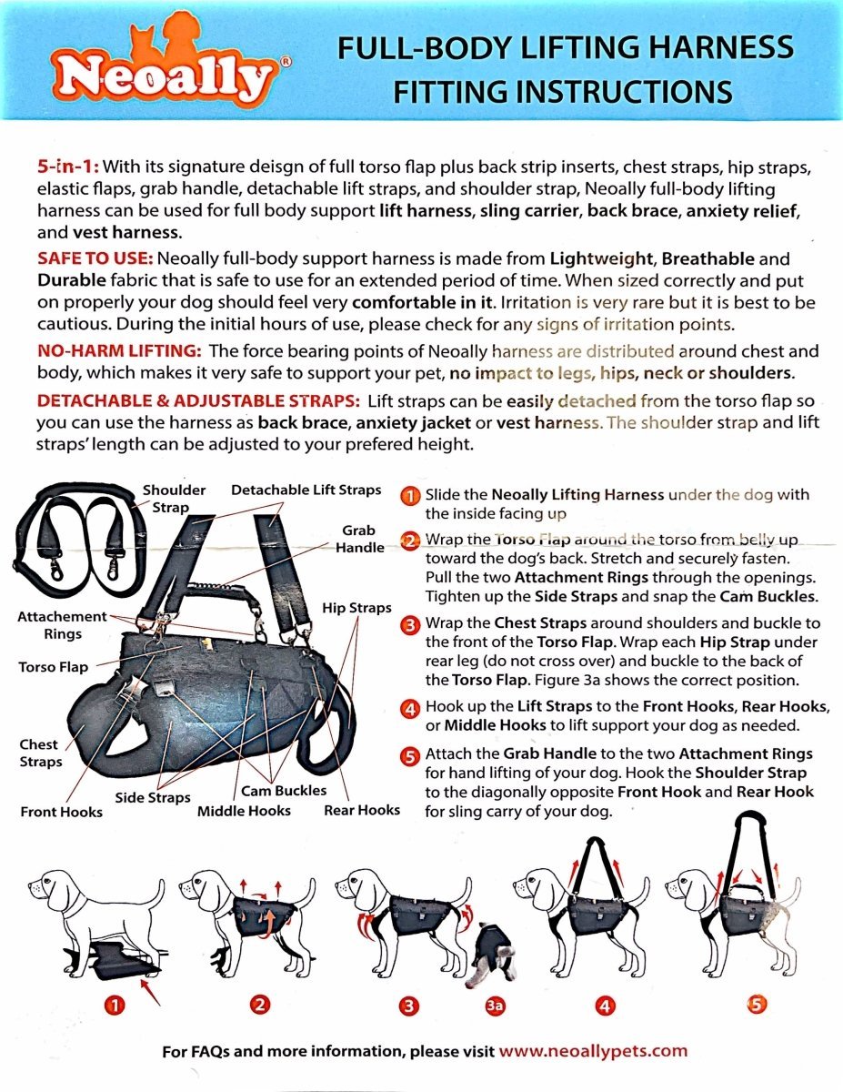 NeoAlly 5-in-1 Sturdy Dog Lift Harness Full Body Support - Lazy Paper Club