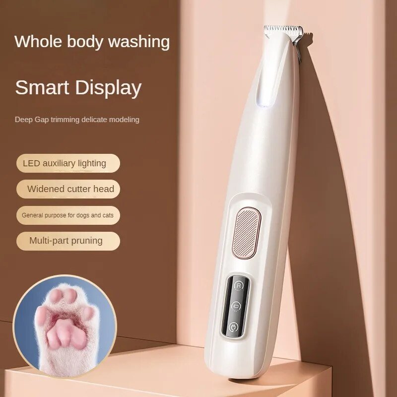 New Dog Paw Trimmer With LED Light Fully Waterproof Pet Hair Trimmer With LED Display Dog Clippers For Grooming 18mm Widen Blade 5 - Lazy Paper Club