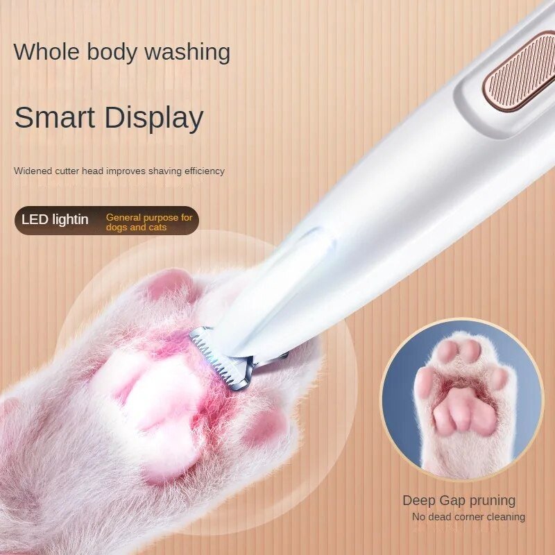 New Dog Paw Trimmer With LED Light Fully Waterproof Pet Hair Trimmer With LED Display Dog Clippers For Grooming 18mm Widen Blade 5 - Lazy Paper Club