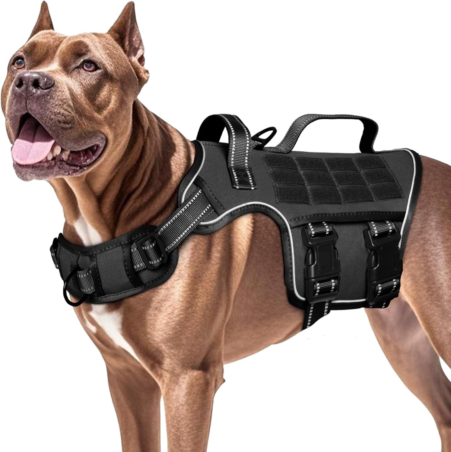 No Pull Tactical Dog Harness Heavy Duty Molle Vest for Medium to XLarge Dogs - Lazy Paper Club