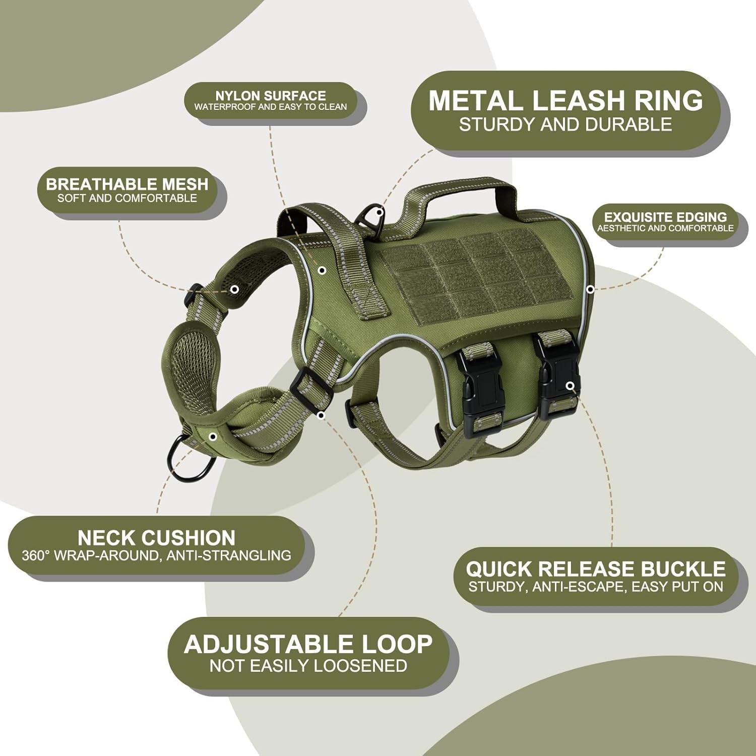 No Pull Tactical Dog Harness Heavy Duty Molle Vest for Medium to XLarge Dogs - Lazy Paper Club