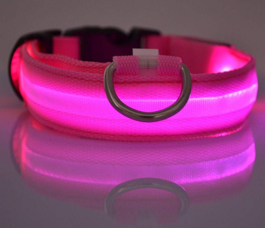 Nylon LED Pet Dog Luminous Collar Night Safety Flashing Glow in Dark Dog Cat Leash Adjustable Pet Supplies 0 - Lazy Paper Club