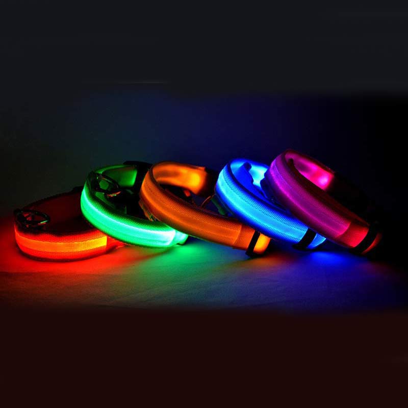 Nylon LED Pet Dog Luminous Collar Night Safety Flashing Glow in Dark Dog Cat Leash Adjustable Pet Supplies 0 - Lazy Paper Club
