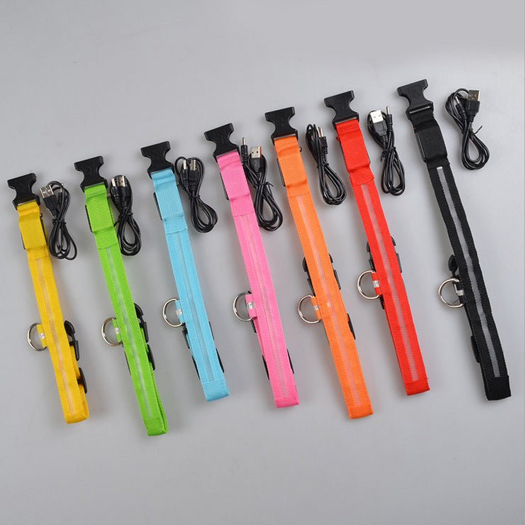 Nylon LED Pet Dog Luminous Collar Night Safety Flashing Glow in Dark Dog Cat Leash Adjustable Pet Supplies 0 - Lazy Paper Club