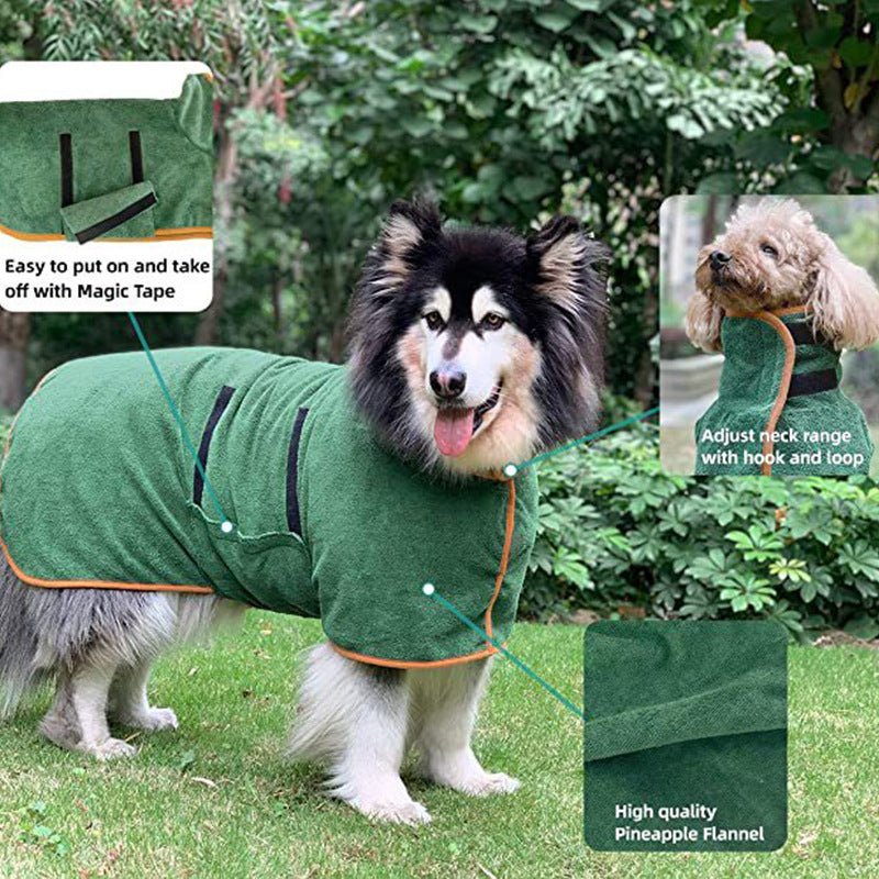 Pet Bathrobe Fast Drying Towel Microfiber Absorbent Soft Bath Robe Adjustable Towel Grooming Coat For Small Medium Large Dog 4 - Lazy Paper Club