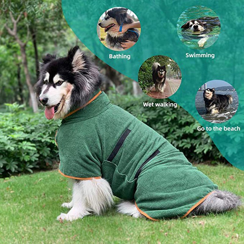 Pet Bathrobe Fast Drying Towel Microfiber Absorbent Soft Bath Robe Adjustable Towel Grooming Coat For Small Medium Large Dog 4 - Lazy Paper Club