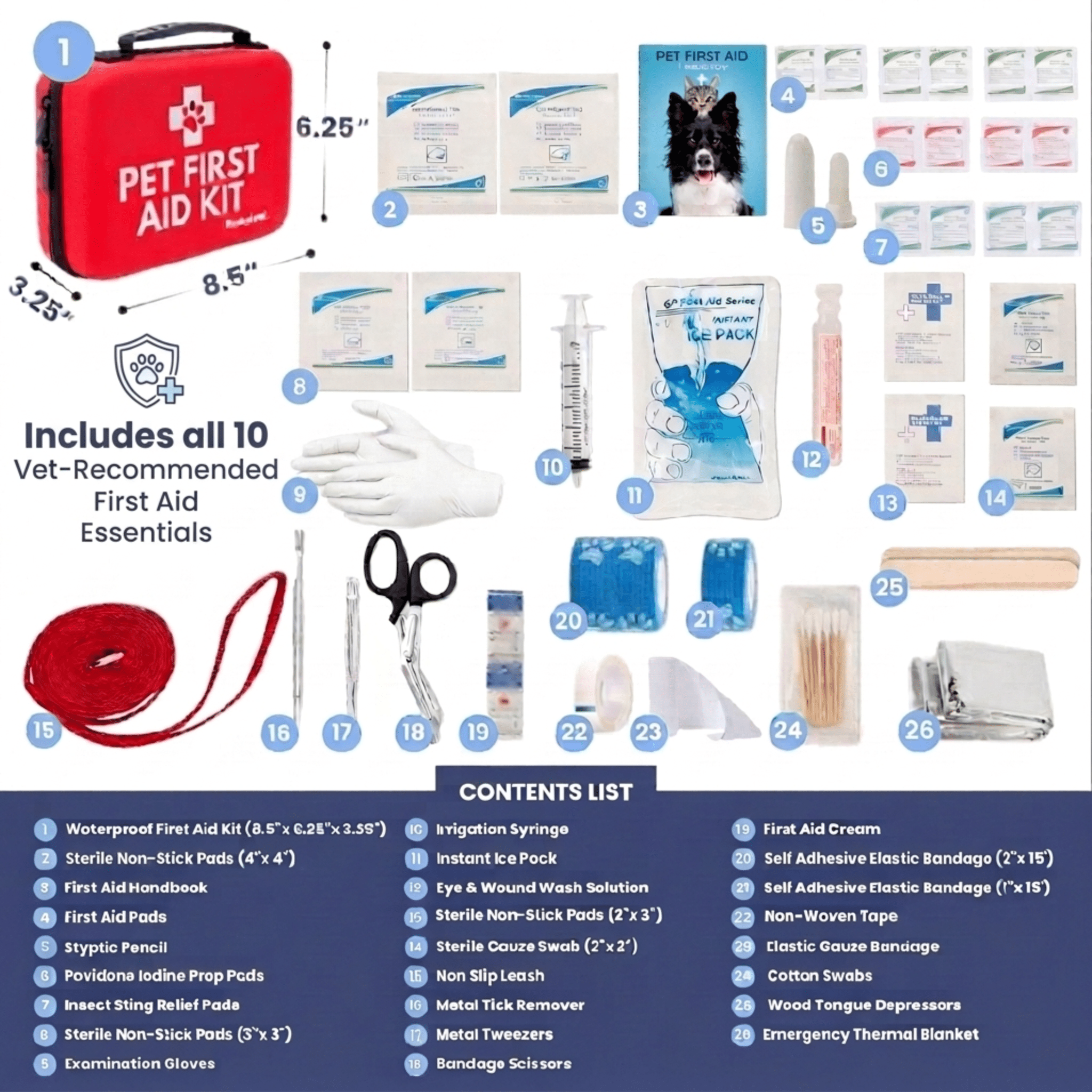 Pet First Aid Kit for Dogs & Cats with Vet-Approved Essentials Pet First Aid Kits - Lazy Paper Club