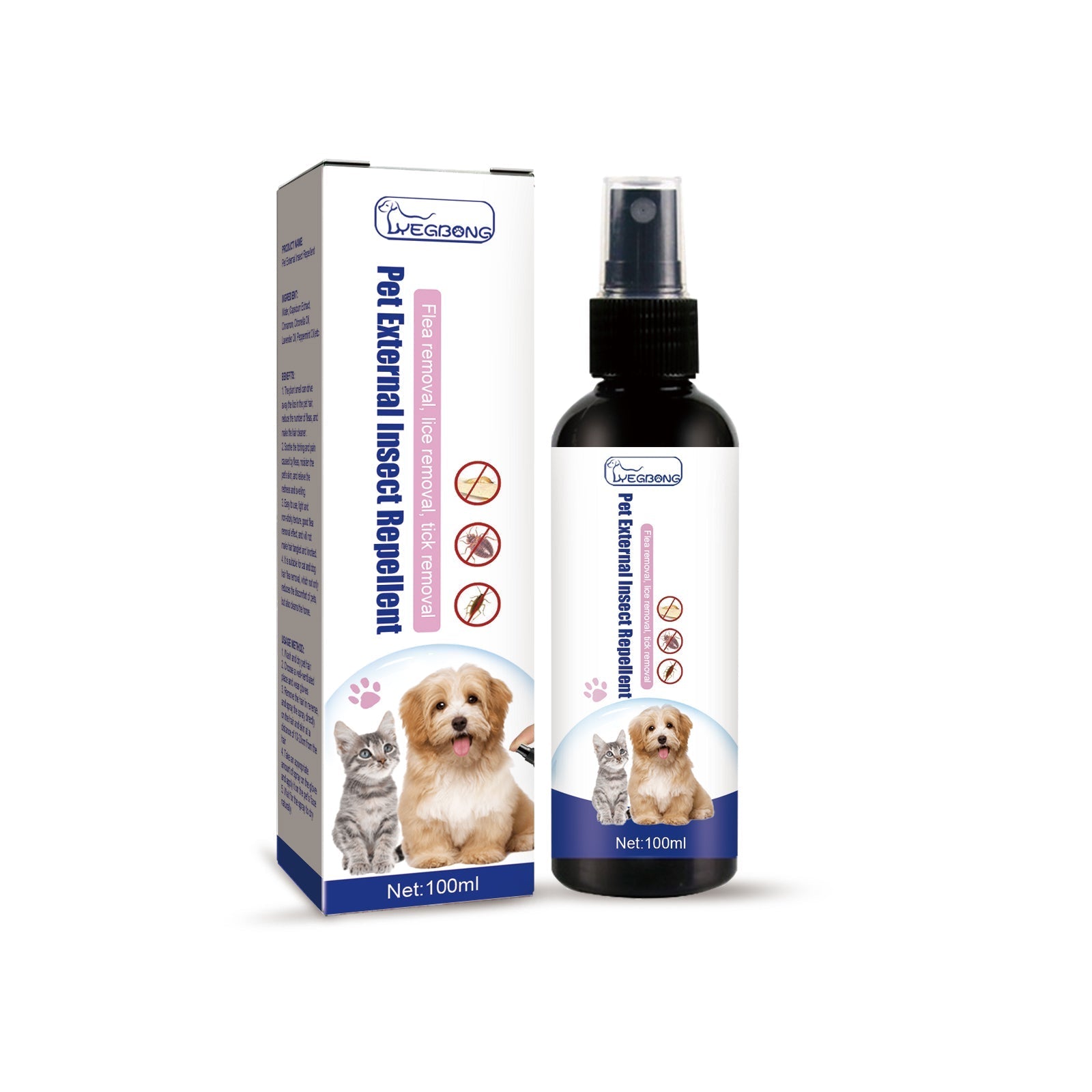 Pet Flea Spray, Cat And Dog Pet Skin Cleansing External Lice Tick Anti-Itch Spray - Lazy Paper Club