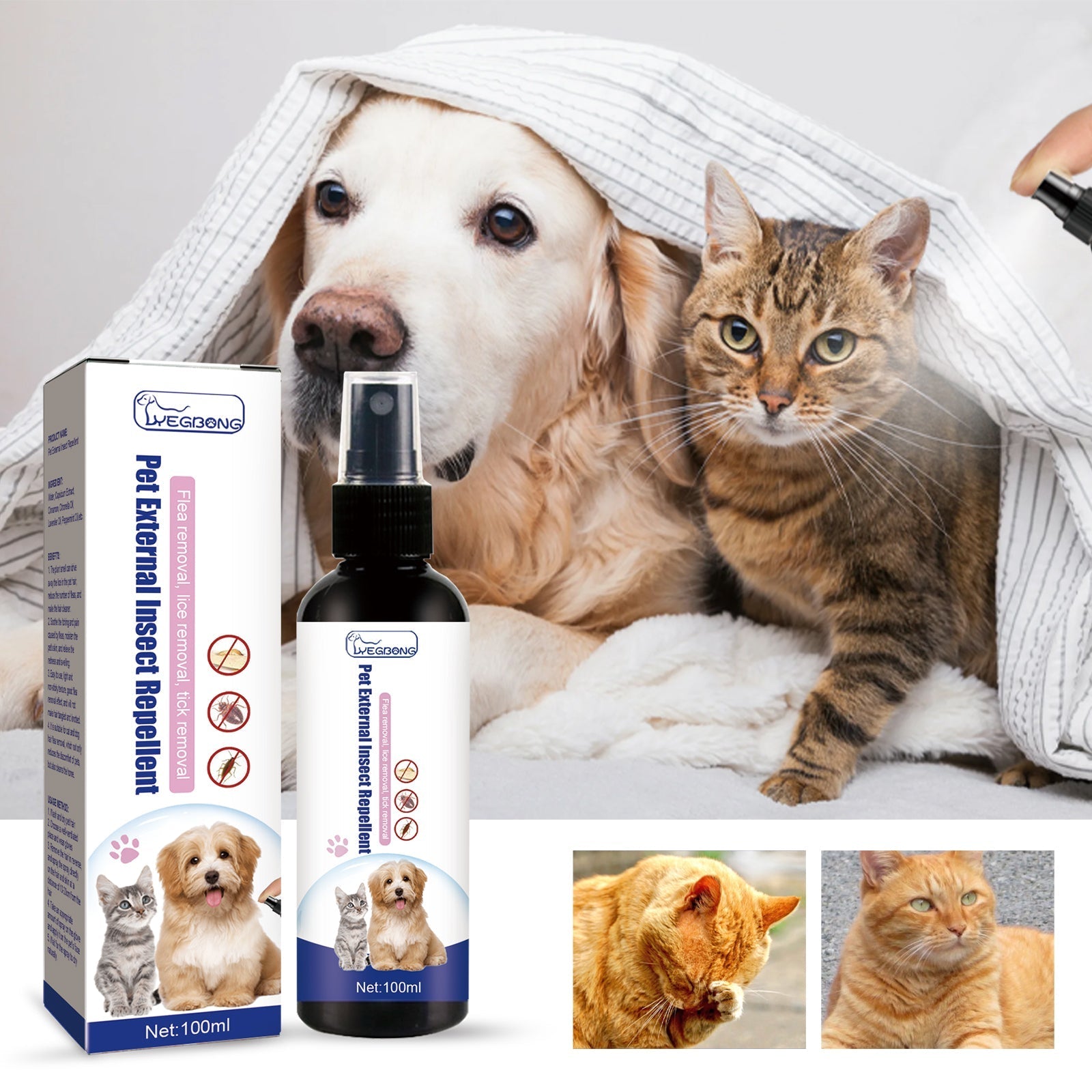 Pet Flea Spray, Cat And Dog Pet Skin Cleansing External Lice Tick Anti-Itch Spray - Lazy Paper Club