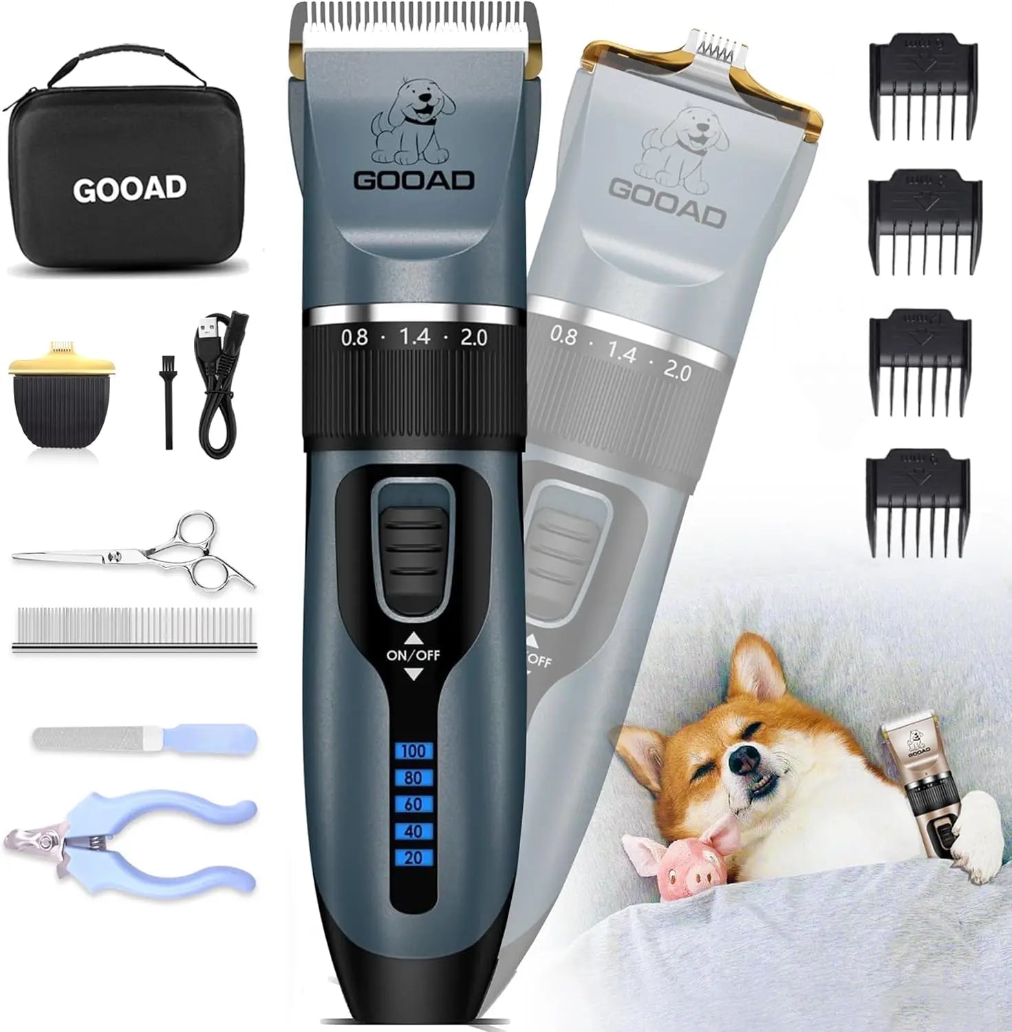 Pet Grooming Clippers Kit – Quiet Cordless Rechargeable Trimmer & Paw Shaver for Dogs & Cats - Lazy Paper Club