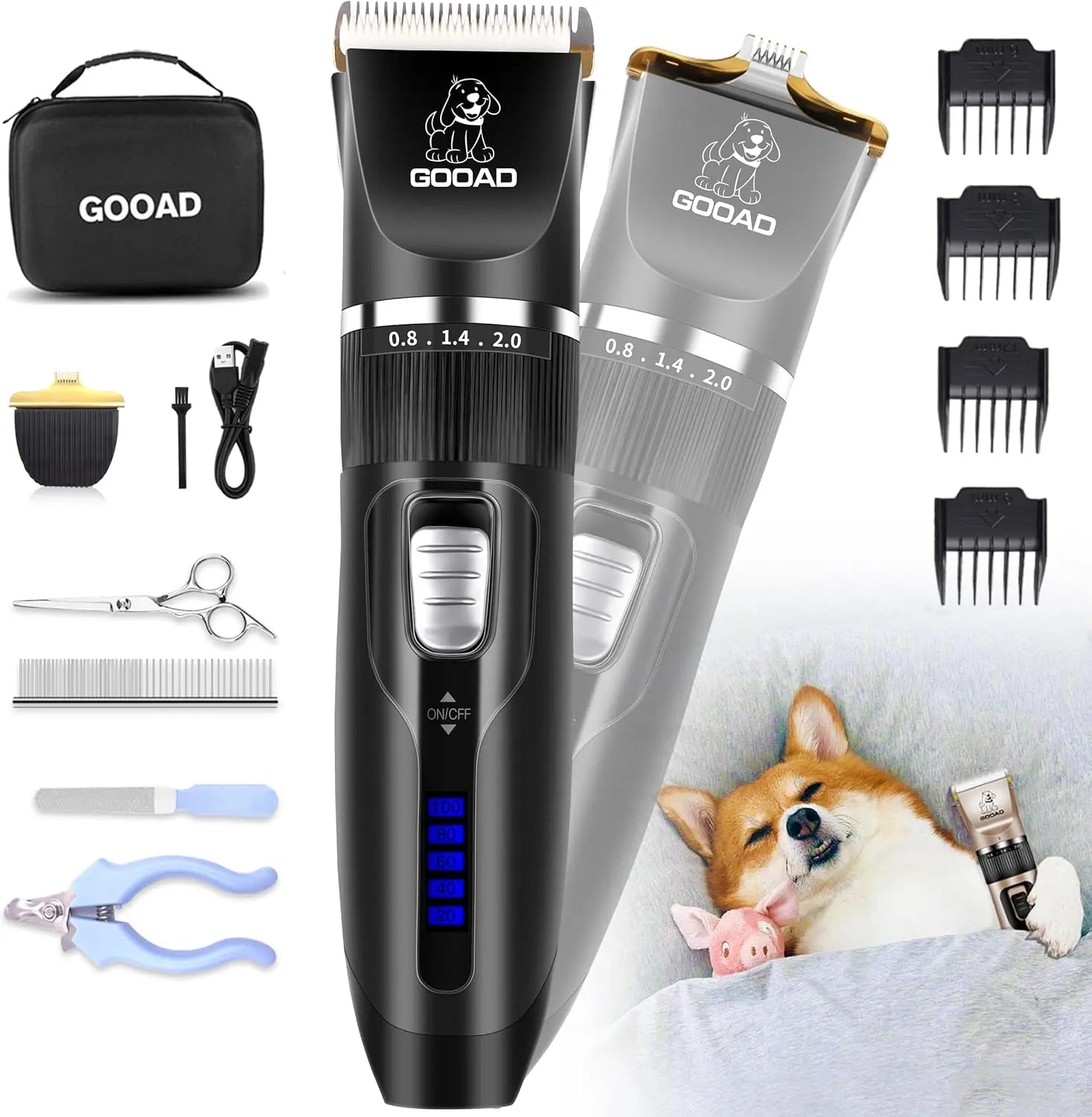 Pet Grooming Clippers Kit – Quiet Cordless Rechargeable Trimmer & Paw Shaver for Dogs & Cats - Lazy Paper Club