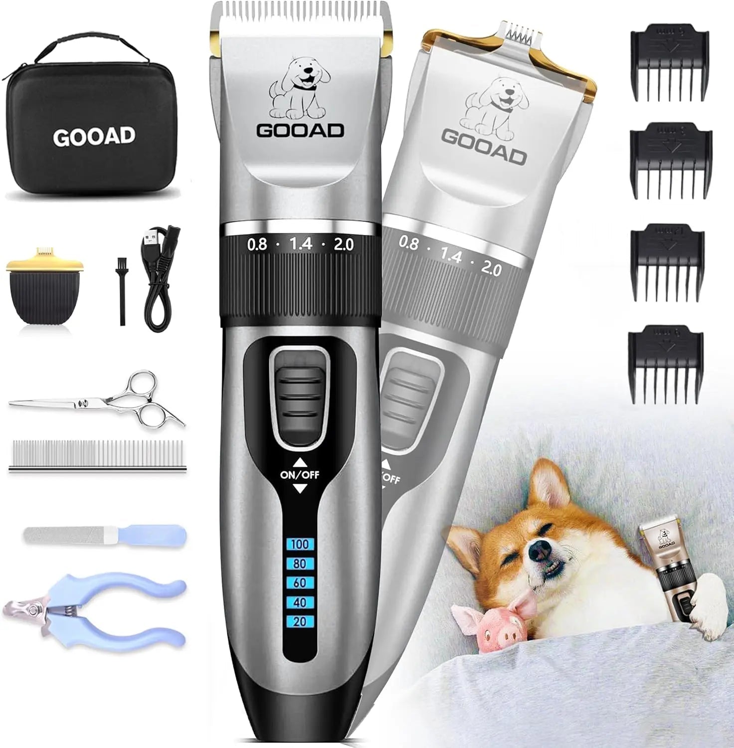 Pet Grooming Clippers Kit – Quiet Cordless Rechargeable Trimmer & Paw Shaver for Dogs & Cats - Lazy Paper Club