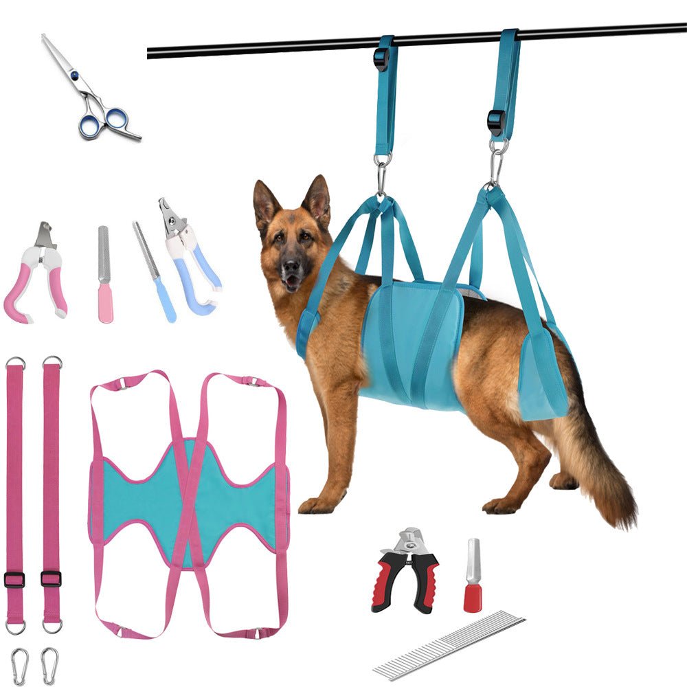 Pet Grooming Hammock For Cats & Dogs Hanging Harness Pet Supplies Kit With Nail Clippers Trimmer 0 - Lazy Paper Club