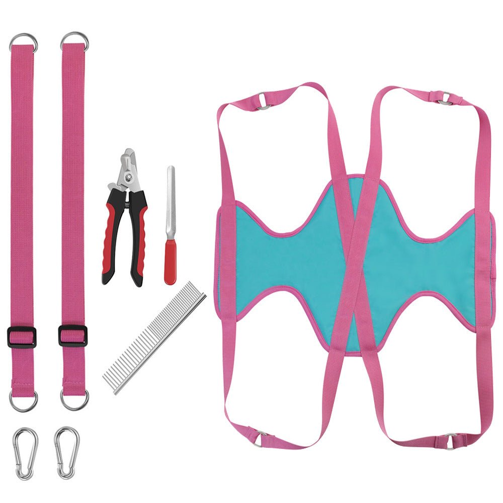 Pet Grooming Hammock For Cats & Dogs Hanging Harness Pet Supplies Kit With Nail Clippers Trimmer 0 - Lazy Paper Club