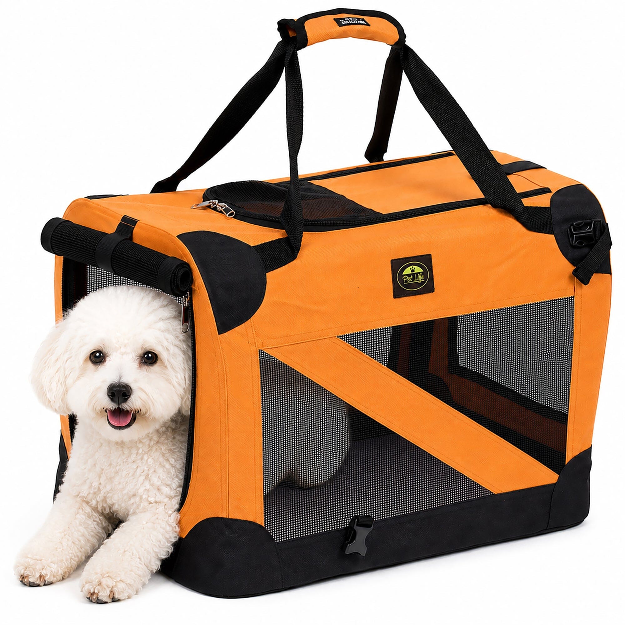 Pet Life ® '360° Vista View' Zippered Soft Folding Collapsible Durable Metal Framed Pet Dog Crate House Carrier Crates, Gates and Containment - Lazy Paper Club