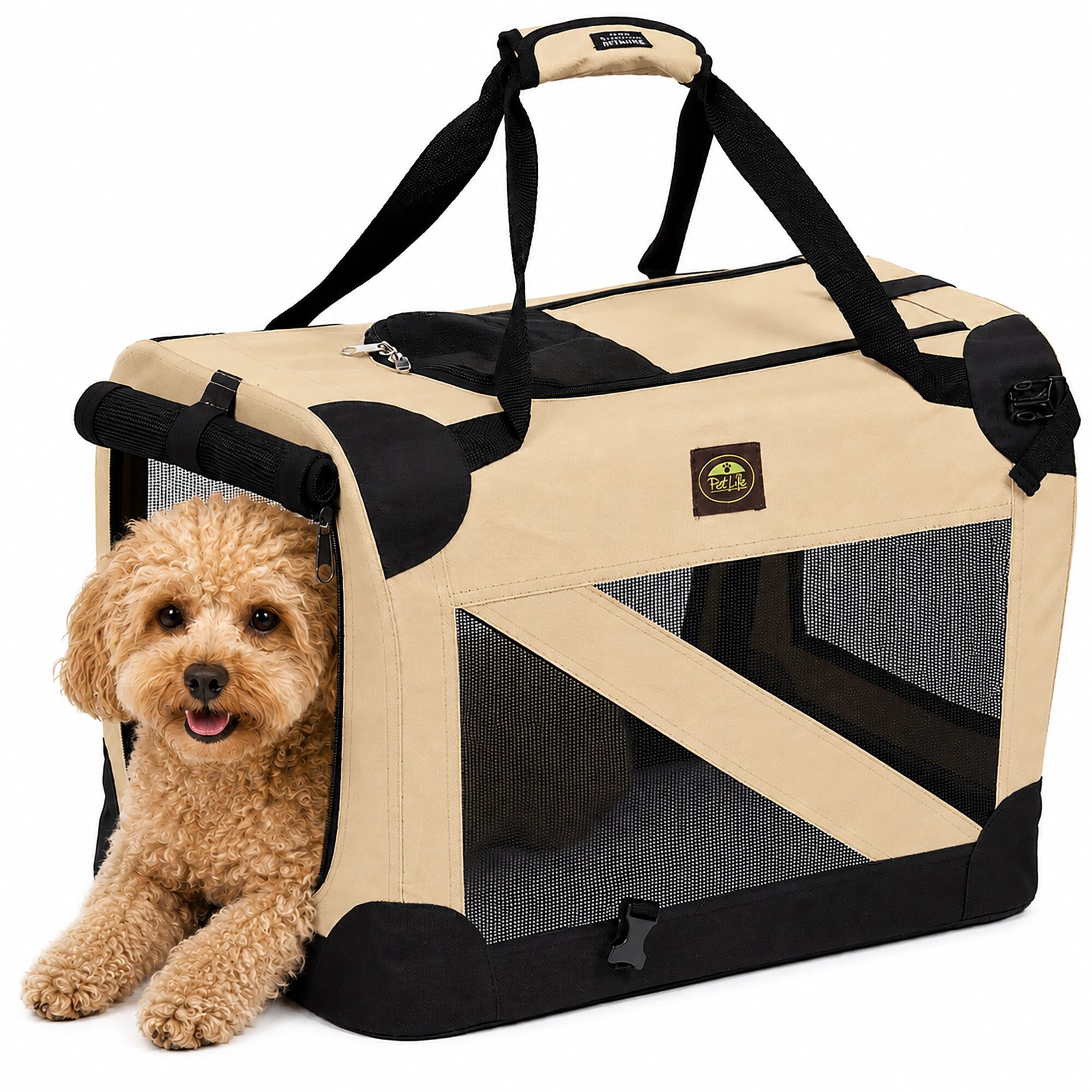 Pet Life ® '360° Vista View' Zippered Soft Folding Collapsible Durable Metal Framed Pet Dog Crate House Carrier Crates, Gates and Containment - Lazy Paper Club