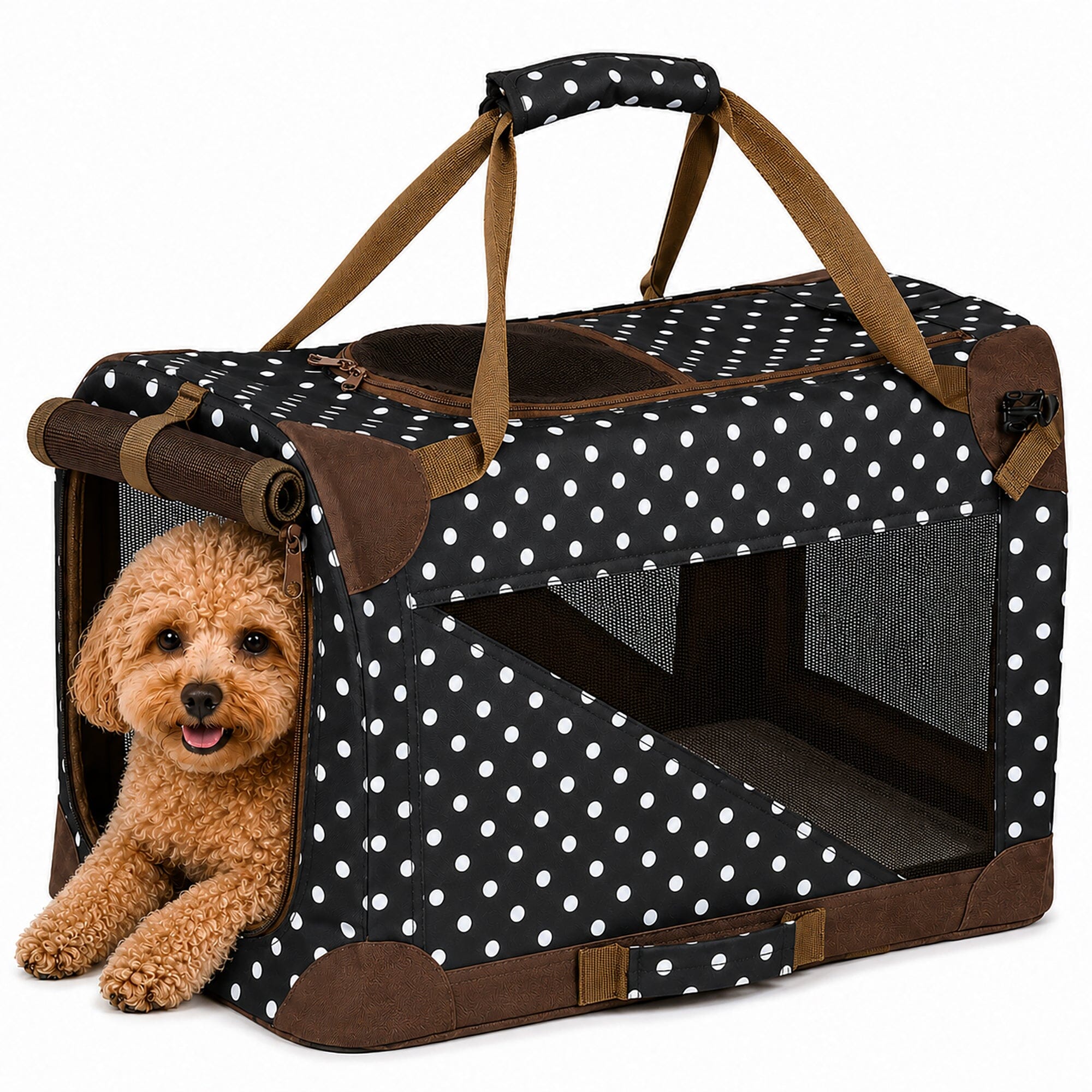 Pet Life ® '360° Vista View' Zippered Soft Folding Collapsible Durable Metal Framed Pet Dog Crate House Carrier Crates, Gates and Containment - Lazy Paper Club
