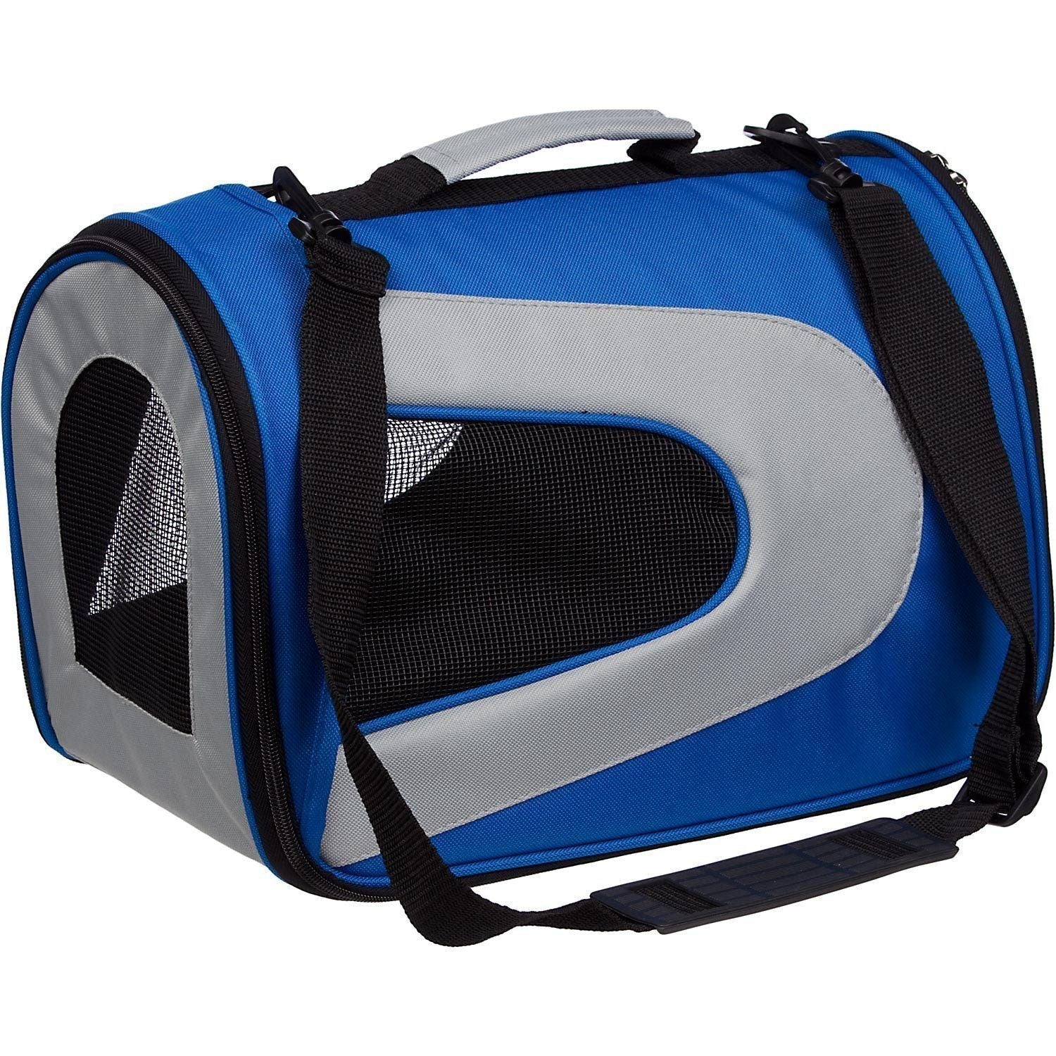 Pet Life ® Sporty Mesh Airline Approved Zippered Folding Collapsible Travel Pet Dog Carrier Pet Carriers - Lazy Paper Club