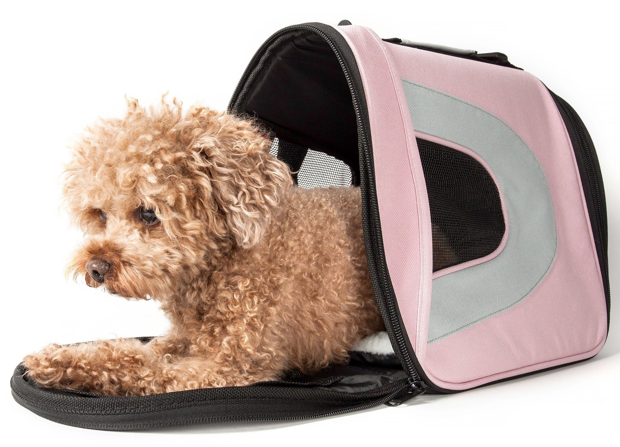 Pet Life ® Sporty Mesh Airline Approved Zippered Folding Collapsible Travel Pet Dog Carrier Pet Carriers - Lazy Paper Club