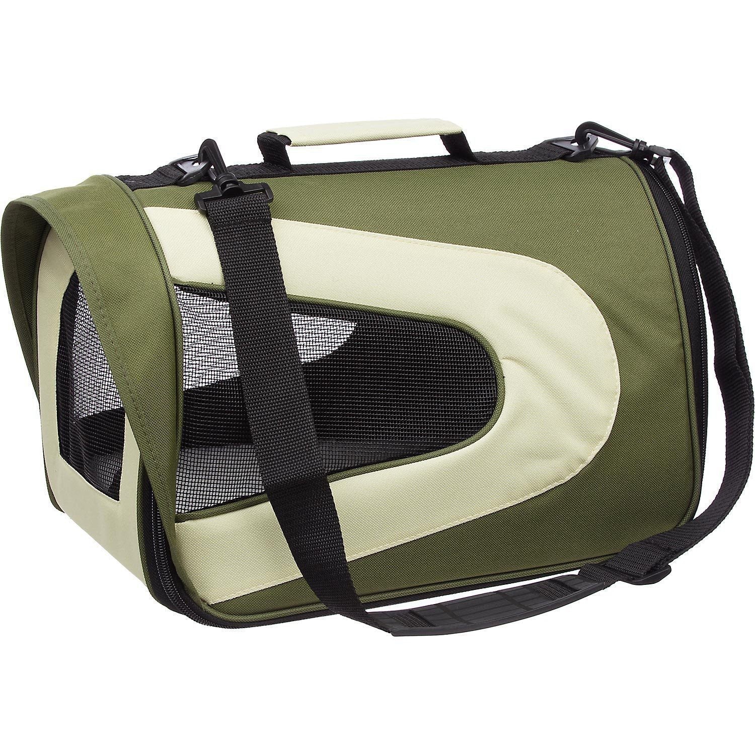 Pet Life ® Sporty Mesh Airline Approved Zippered Folding Collapsible Travel Pet Dog Carrier Pet Carriers - Lazy Paper Club