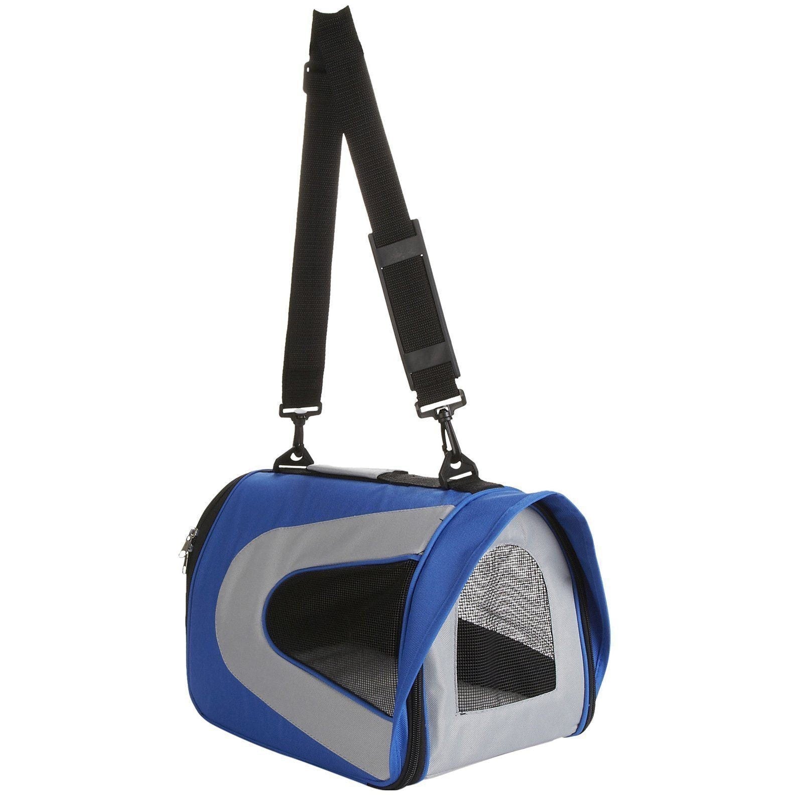 Pet Life ® Sporty Mesh Airline Approved Zippered Folding Collapsible Travel Pet Dog Carrier Pet Carriers - Lazy Paper Club