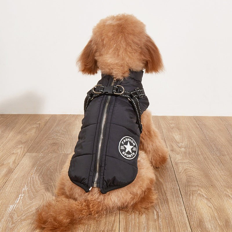 Pet Warm Dog Cotton-padded Clothes Fleece-lined Thickened Reflective Gallus 0 - Lazy Paper Club