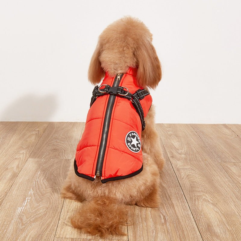 Pet Warm Dog Cotton-padded Clothes Fleece-lined Thickened Reflective Gallus 0 - Lazy Paper Club