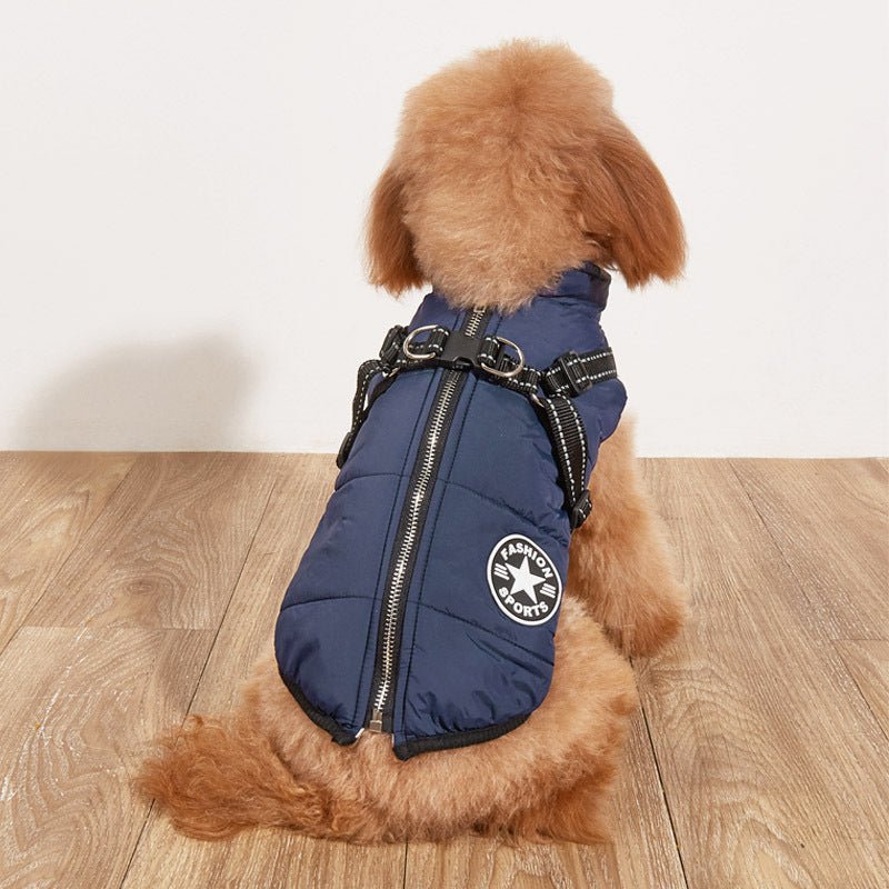 Pet Warm Dog Cotton-padded Clothes Fleece-lined Thickened Reflective Gallus 0 - Lazy Paper Club