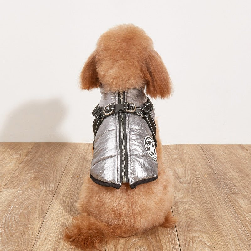 Pet Warm Dog Cotton-padded Clothes Fleece-lined Thickened Reflective Gallus 0 - Lazy Paper Club