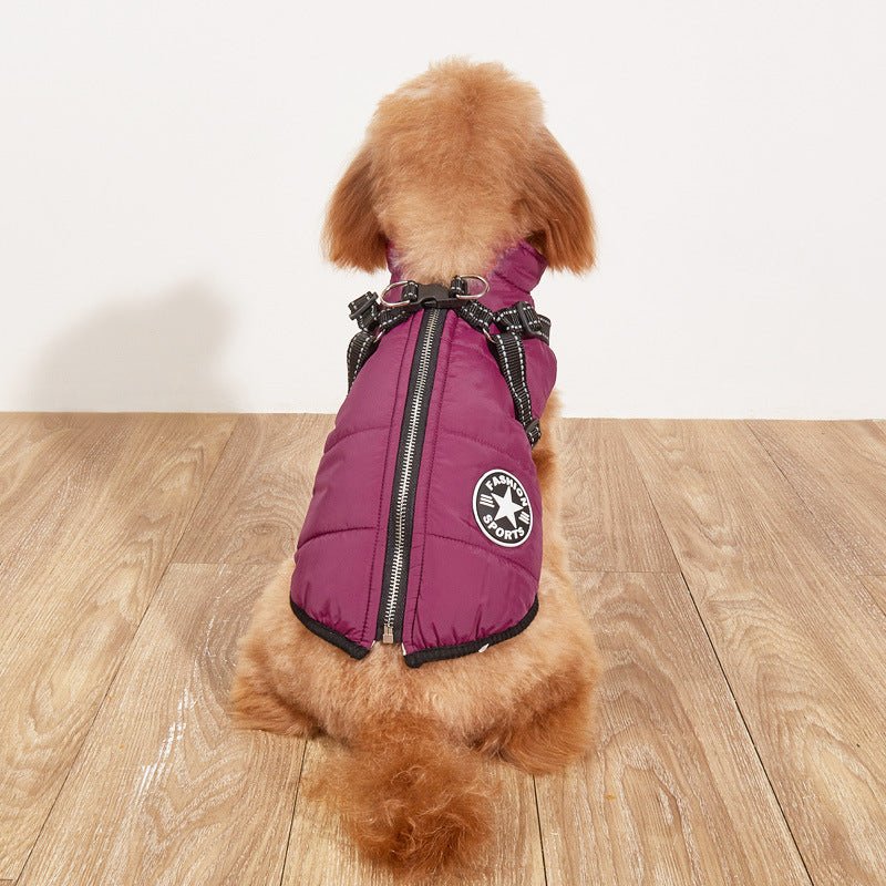 Pet Warm Dog Cotton-padded Clothes Fleece-lined Thickened Reflective Gallus 0 - Lazy Paper Club